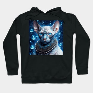 Shiny Blue Sphynx Portrait Hoodie